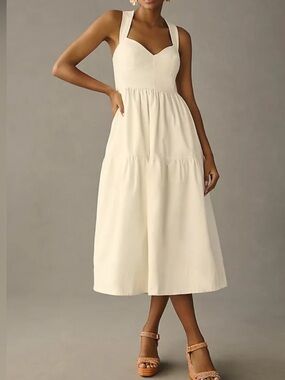 Forever That Girl Anthropologie White Denim Midi Dress